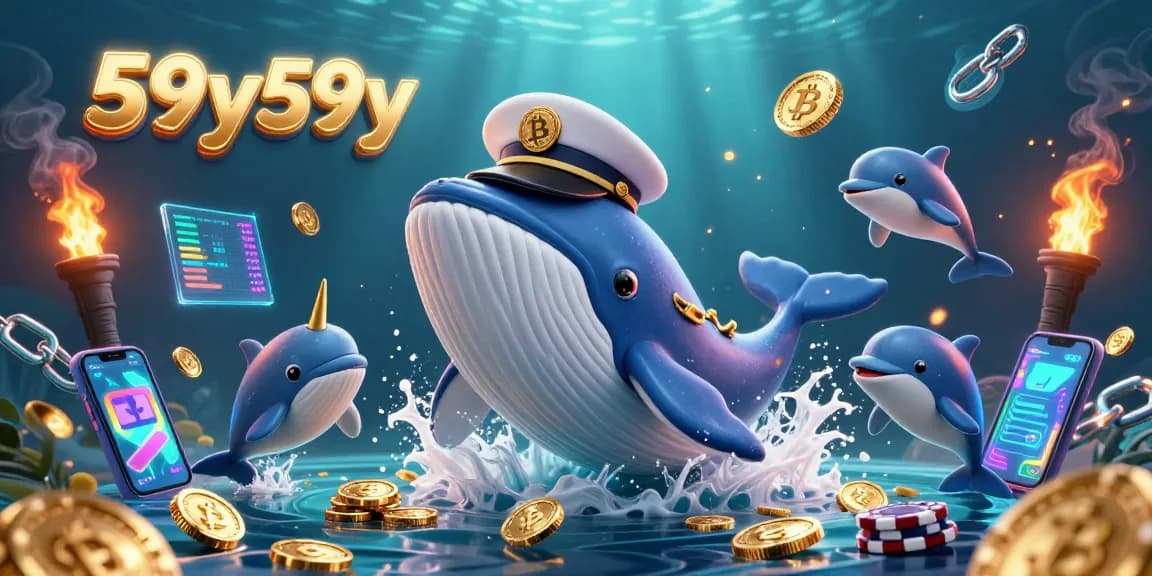 Aposte com 59y59y quando a baleia gigante e os golfinhos brincam entre moedas e criptomoedas.