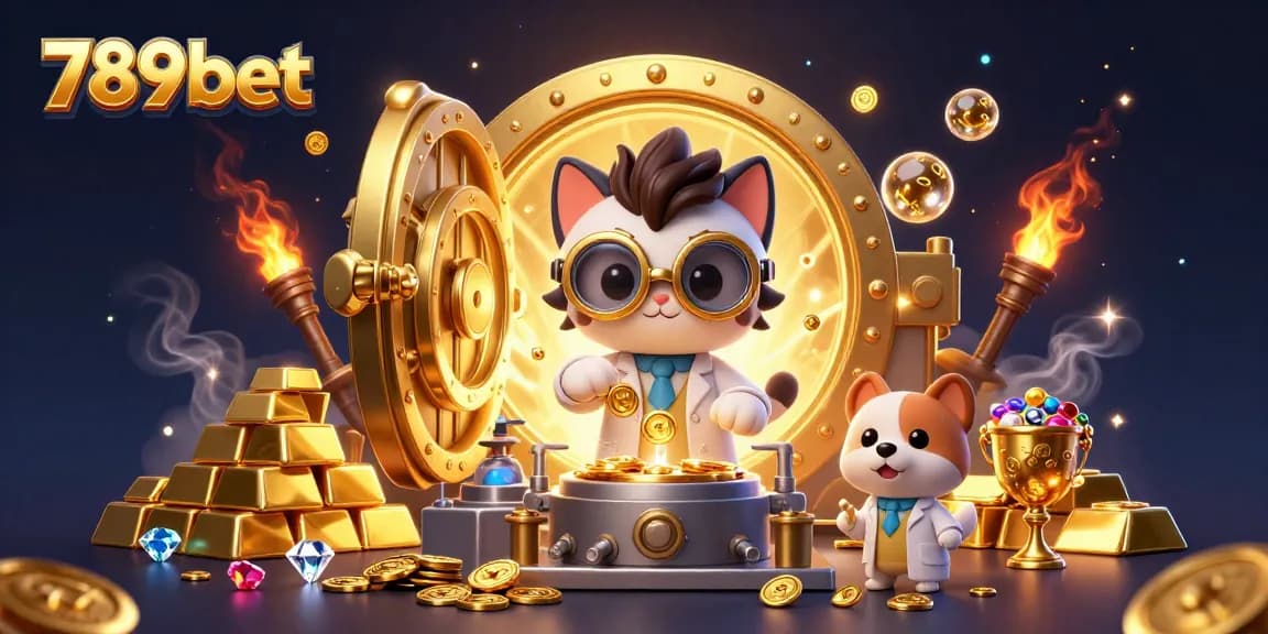 Join the excitement of 789bet with a thrilling casino-themed scene rich in gold and fun.