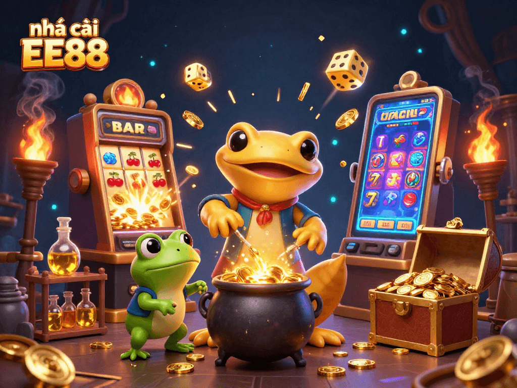 Experience the magic of nhà cái EE88 with vibrant casino elements and enchanting characters.