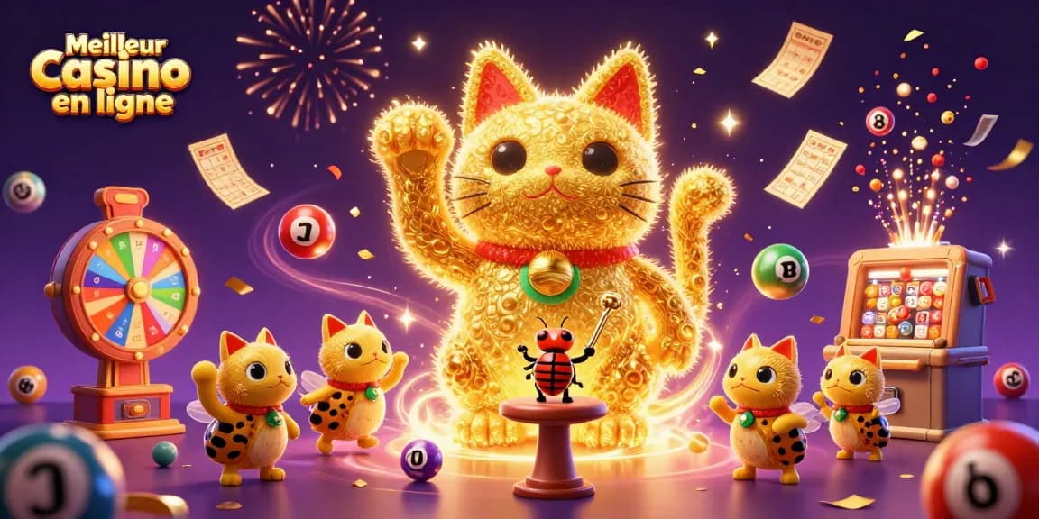 Experience the Meilleur casino en ligne with vibrant visuals of game elements and casino symbols.