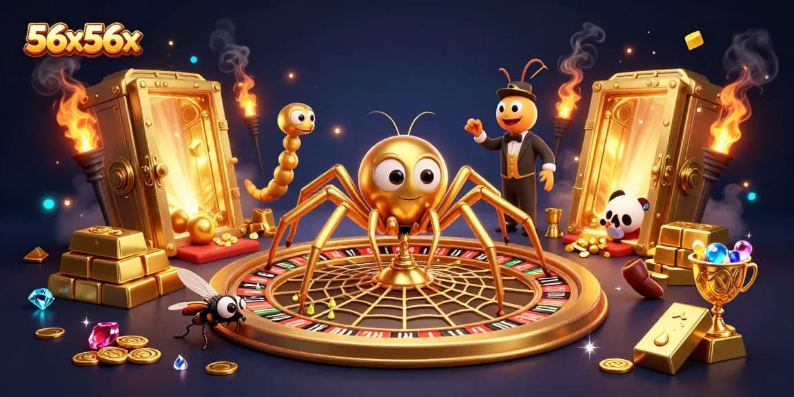 Atraia ganhos emocionantes no 56x56x enquanto a aranha dourada gira a roda da fortuna.