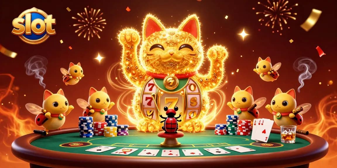 Menang slot terbaru dengan simbol keberuntungan dalam ilustrasi 3D yang dinamis