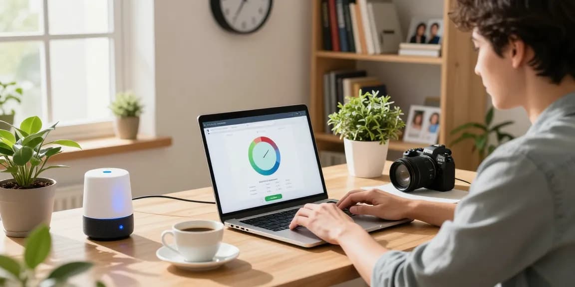 Conexión de etb internet hogar Medellín en un espacio de trabajo moderno.
