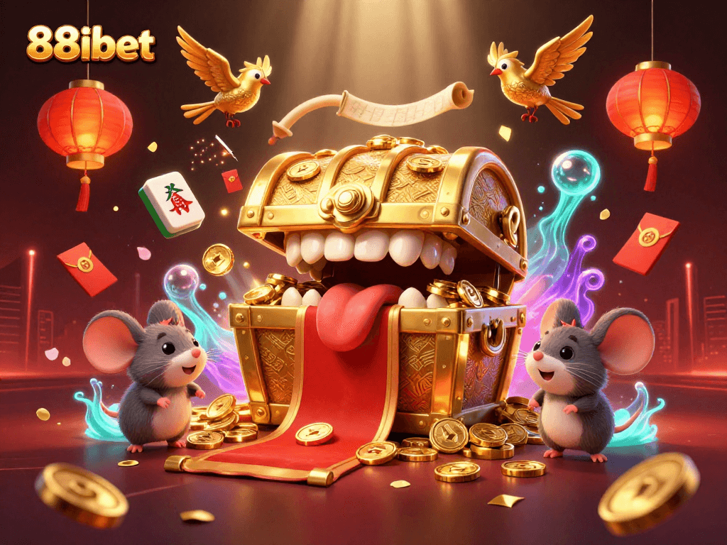 Engage with 88ibet's vibrant gaming scene filled with treasures and festive elements for an exciting casino experience.