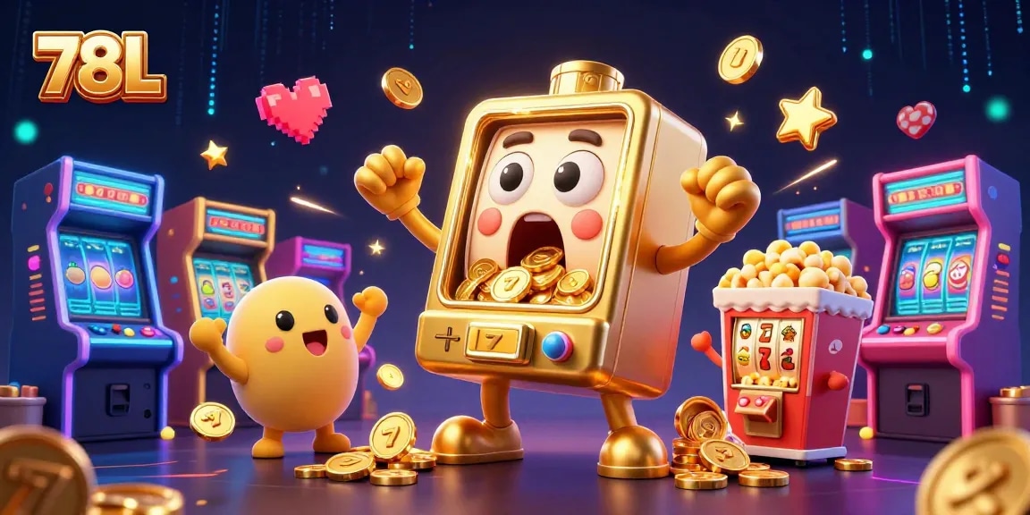 Slot machine surpresa jackpot 78L com máquinas e elementos vibrantes da caça-níqueis.