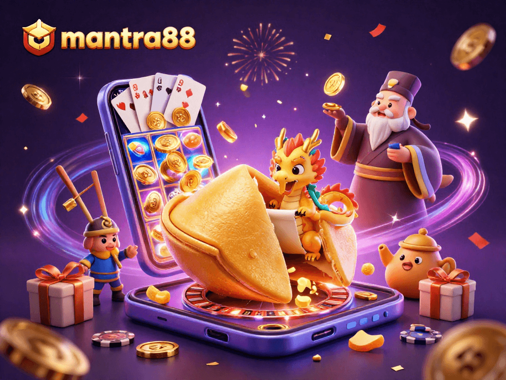 Experience thrilling action with mantra88 in a vibrant casino scene, featuring dynamic games and golden fortunes.
