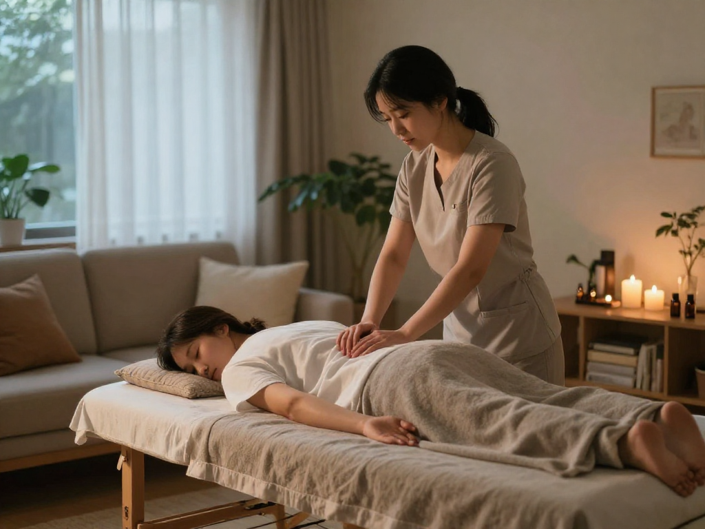 Experience a soothing 시흥출장마사지 in a tranquil home environment with professional care and relaxing ambiance.