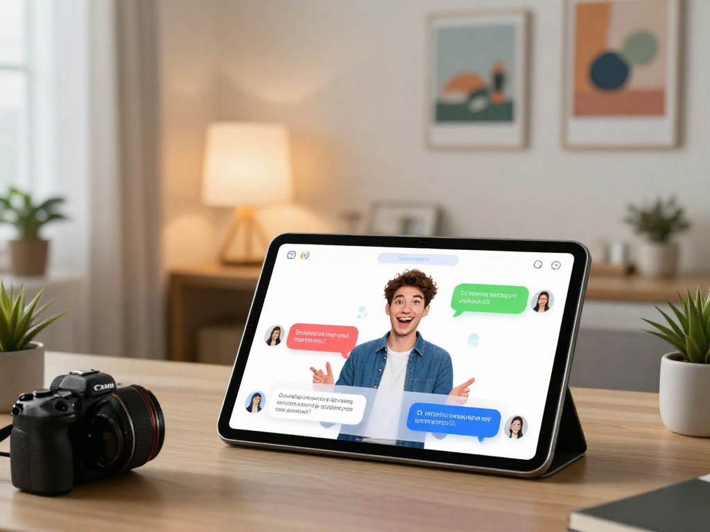 Explore spicy chat ai in a vibrant interaction with an engaging chatbot in a modern workspace.