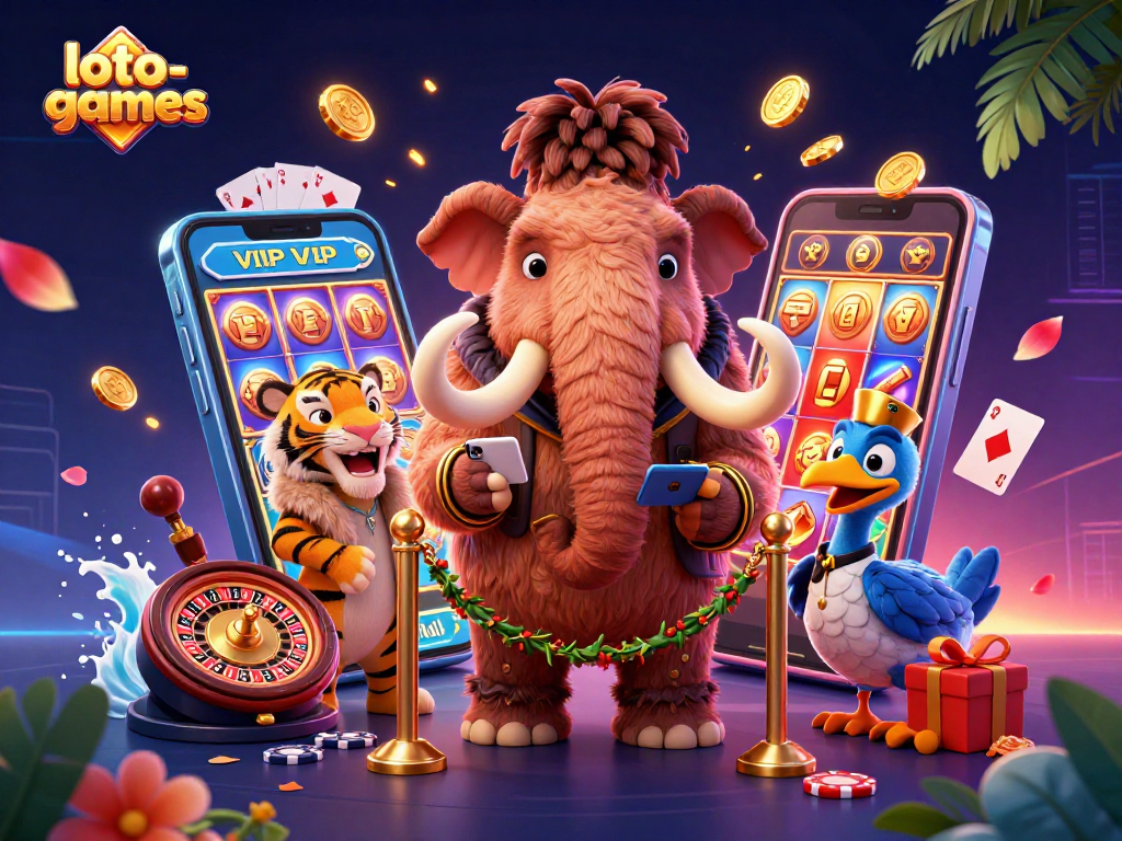 Engage with loto-games: a vibrant 3D casino scene showcasing unique characters and exhilarating gaming elements.
