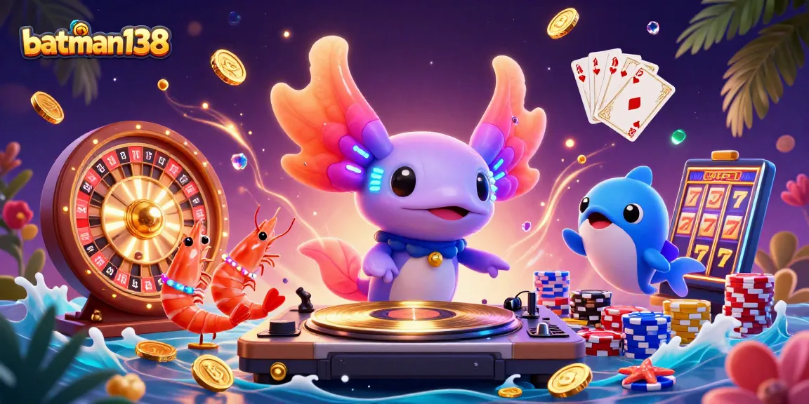 Join the excitement of batman138 with vibrant casino action featuring a neon DJ and animated sea creatures.