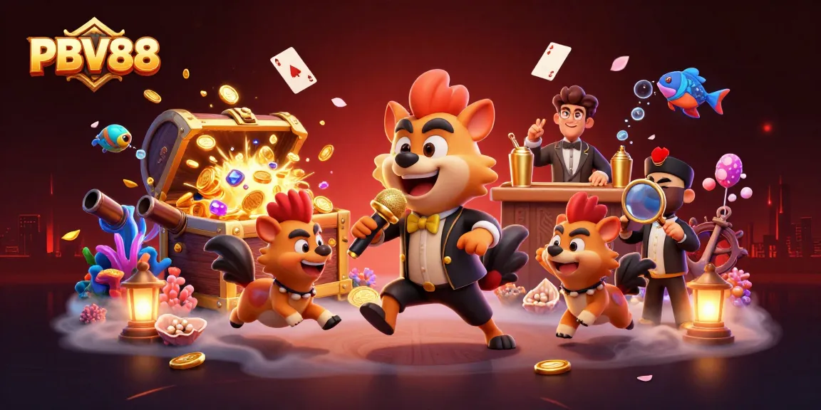 Experience thrilling cockfighting with PBV88 in an action-packed casino scene.