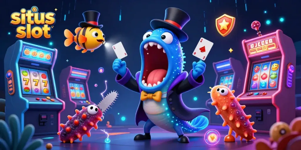 Experience thrilling situs slot action with a deep-sea theme featuring lively characters and vibrant gaming elements.