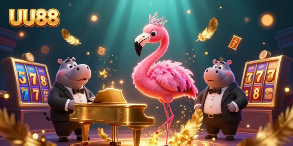 Experience exciting gameplay with UU88 in a lively casino scene featuring vibrant characters and game elements.
