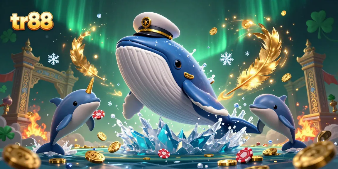 Engage in thrilling bets at tr88 with a vibrant scene featuring a cartoon whale and playful dolphins.