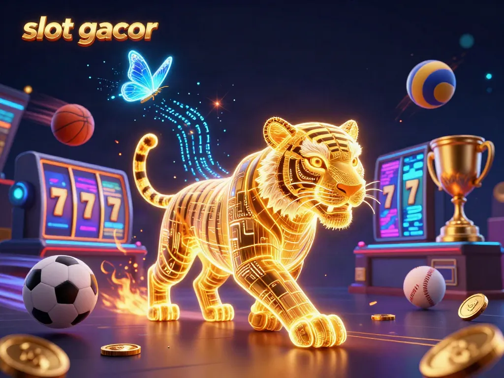 Experience the thrills of 'slot gacor' through a vibrant 3D casino illustration featuring animated dynamic elements.
