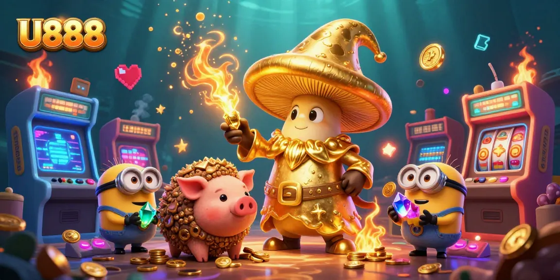 Engage in thrilling gaming adventures with U888's enchanting mushroom wizard, treasure-hunting pig, and rich gambling elements.