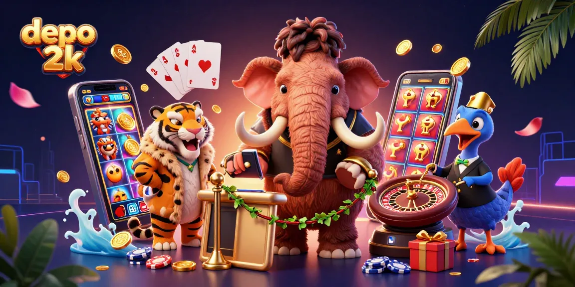 Permainan slot interaktif dengan depo 2k menampilkan mammoth bouncer, tamu VIP saber-tooth, dan pengantar dodo.