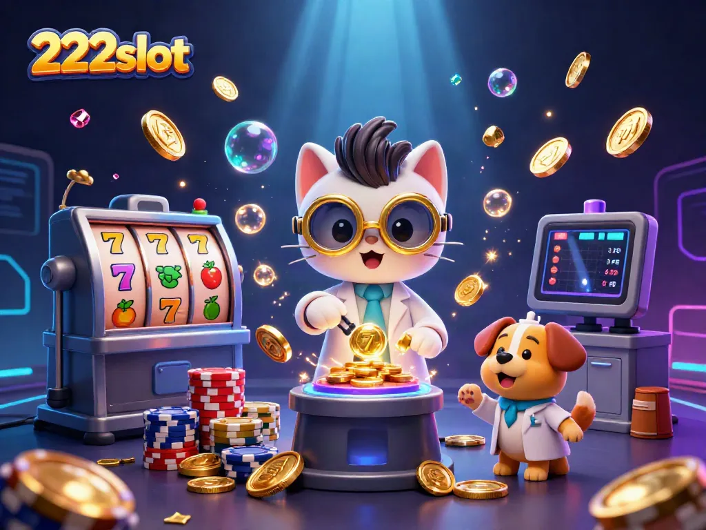 Mainkan slot 222slot dengan tema menarik, menampilkan simbol keberuntungan dan koin emas yang berkilau.