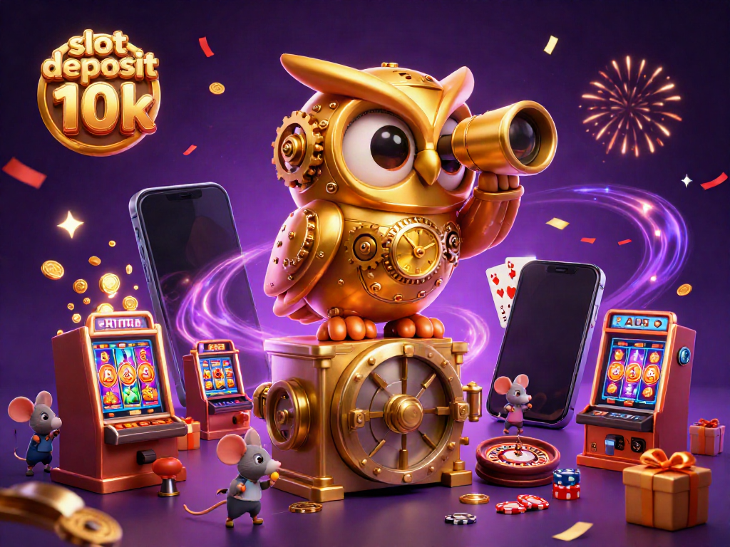 Experience the excitement of slot deposit 10k with cartoon characters in a vibrant casino scene