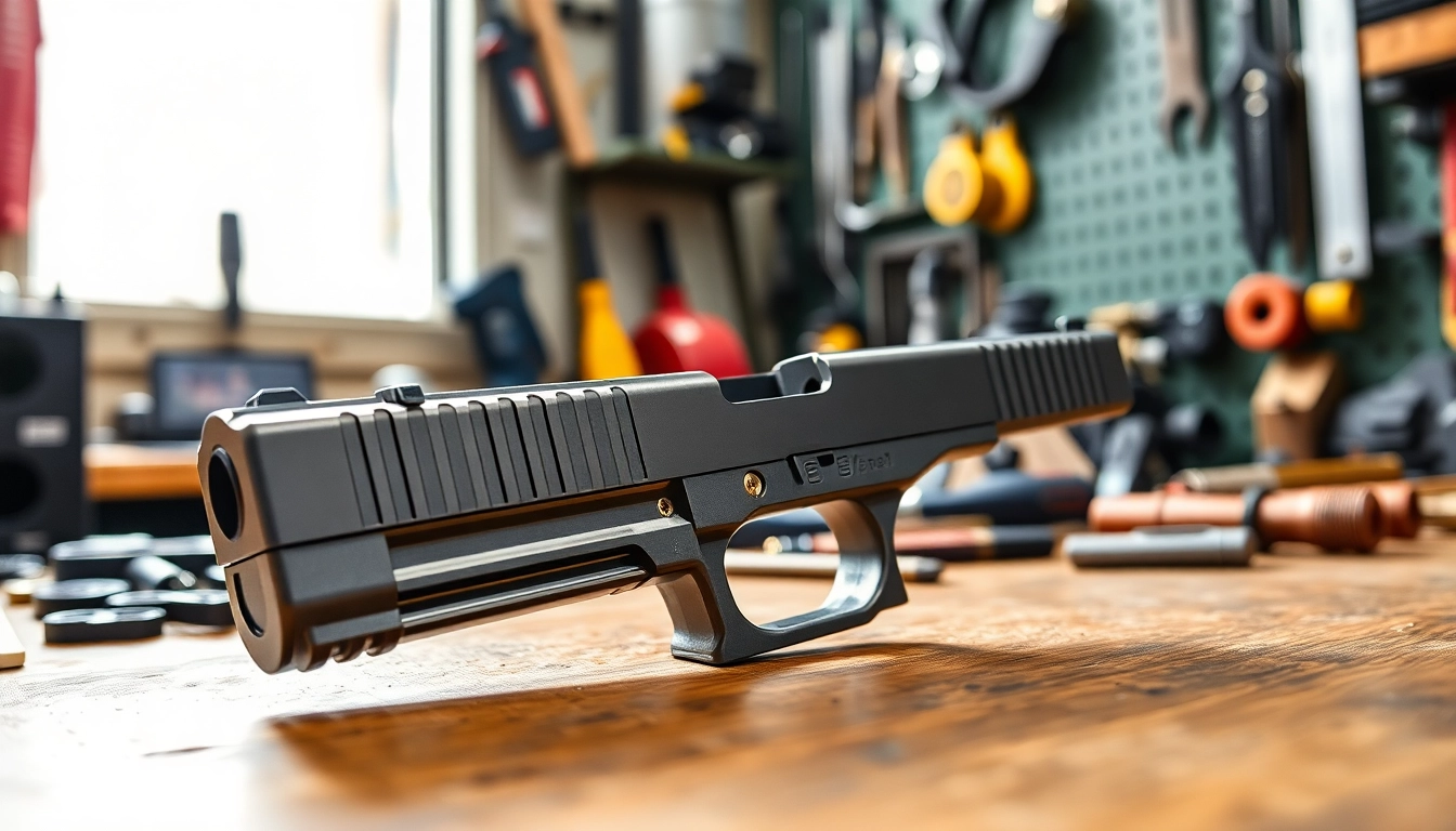 Upgrade your Glock 17 slide with precision engineering showcased in a professional setting.
