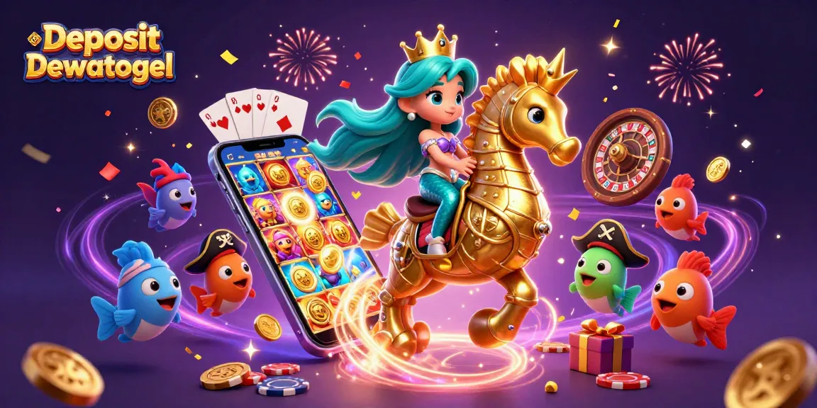Experience fun betting with Deposit Dewatogel as colorful characters and casino elements come to life.