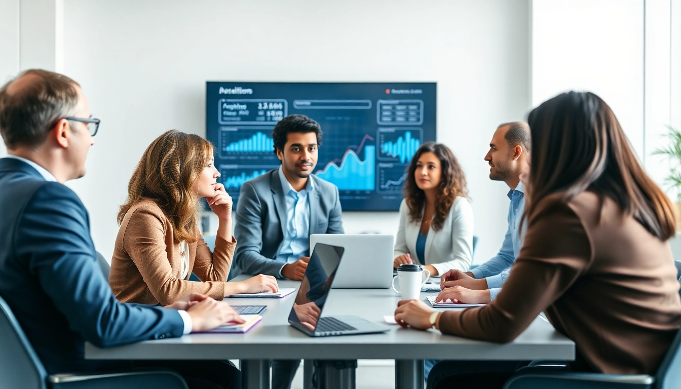 Increase conversion from meetings by showcasing a collaborative business meeting scene with engaged professionals.