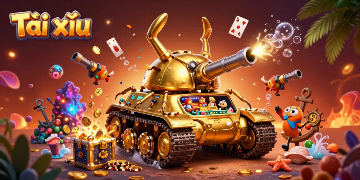 Experience the excitement of Tài xỉu as coins and cards burst forth in a lavish casino scene.