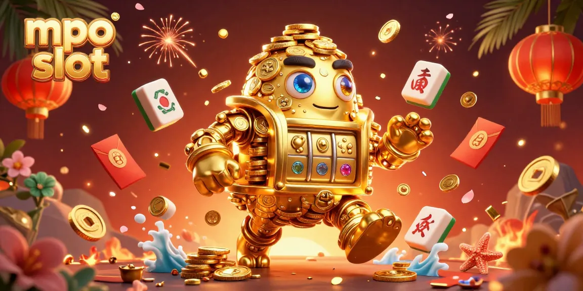 Engage with mpo slot while enjoying gaming vibes and vibrant casino elements in a dynamic 3D illustration.