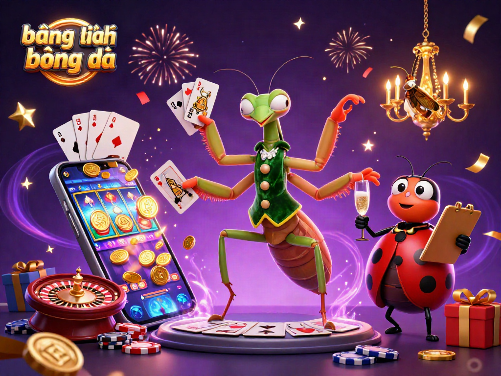 Engage with bảng xếp hạng bóng đá through a vibrant digital casino illustration depicting a lively gambling scene.