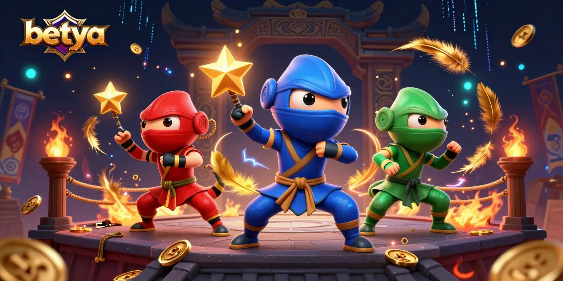 Betya showcases exciting casino action in a vibrant 3D scene featuring chameleon ninjas.