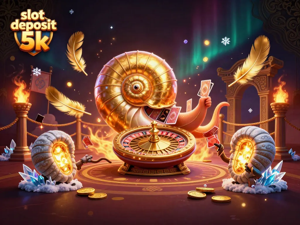 Spin the reels with slot deposit 5k featuring a 3D nautilus holding cards in a dynamic casino scene.