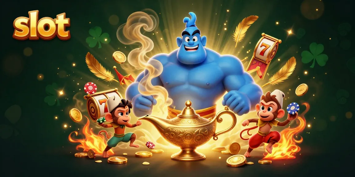 Spin the reels with thrilling slot action featuring a genie and magical elements.
