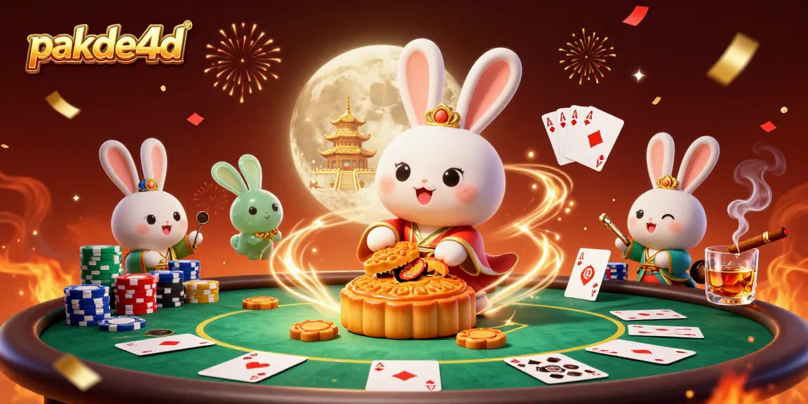 Experience excitement at pakde4d with a vibrant moon rabbit scene featuring poker chips and casino elements.