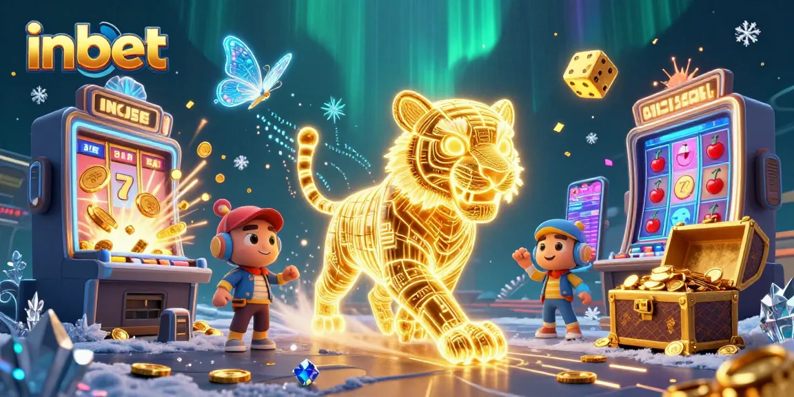 Experience vibrant wins at inbet's digital casino, where a golden tiger prowls amidst jackpot excitement.