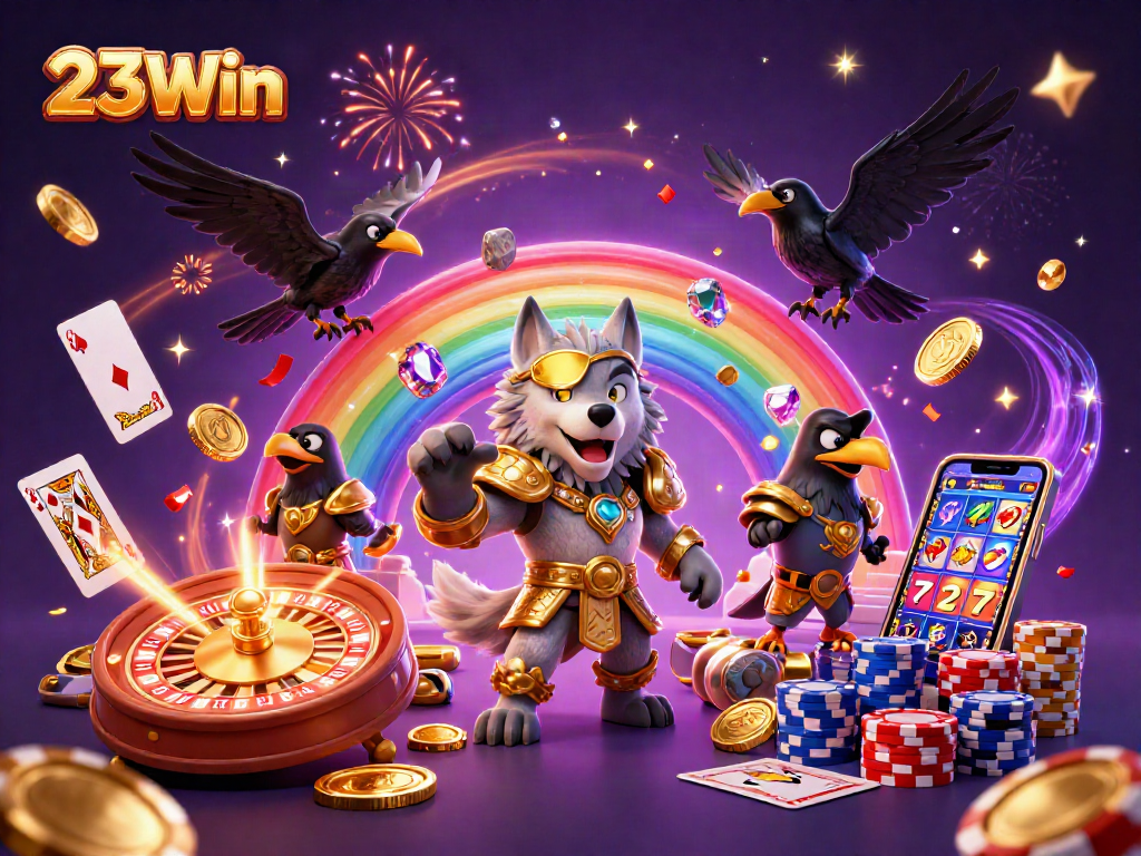 Experience thrilling jackpots with 23Win in a captivating casino illustration.