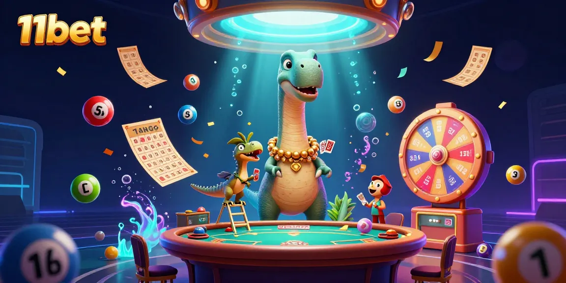 Engage in thrilling gameplay at 11bet with colorful lottery elements and a unique casino scene.