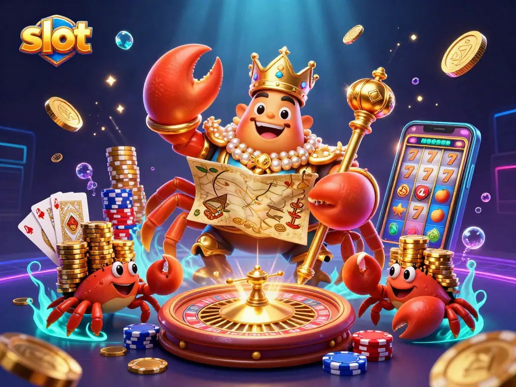 Menang jackpot slot dengan koin emas dan simbol keberuntungan yang berkilauan.