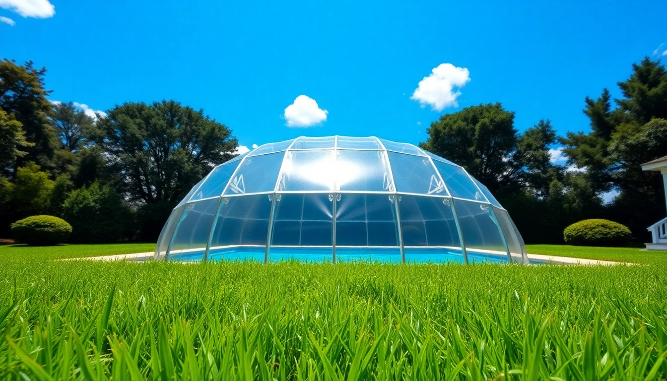 Clean and inviting pool enclosure with a dome shape in a bright backyard