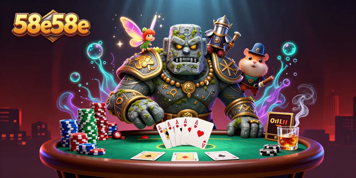 Experimente a emoção do 58e58e com um golem guardião em um jogo intenso de pôquer.