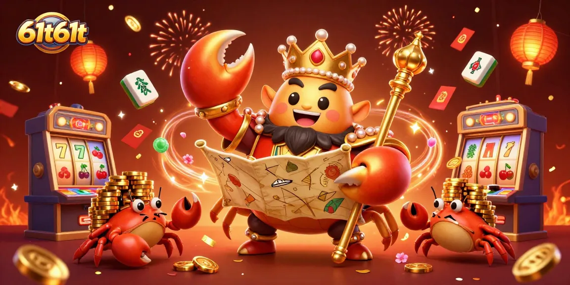 Engage with vibrant casino energy in a lavish scene of 61t61t featuring a golden crab emperor.