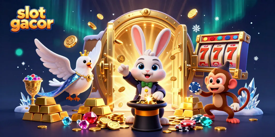 Slot gacor menampilkan ilustrasi mengagumkan dari karakter kasino, dengan efek cahaya dan efek magis.
