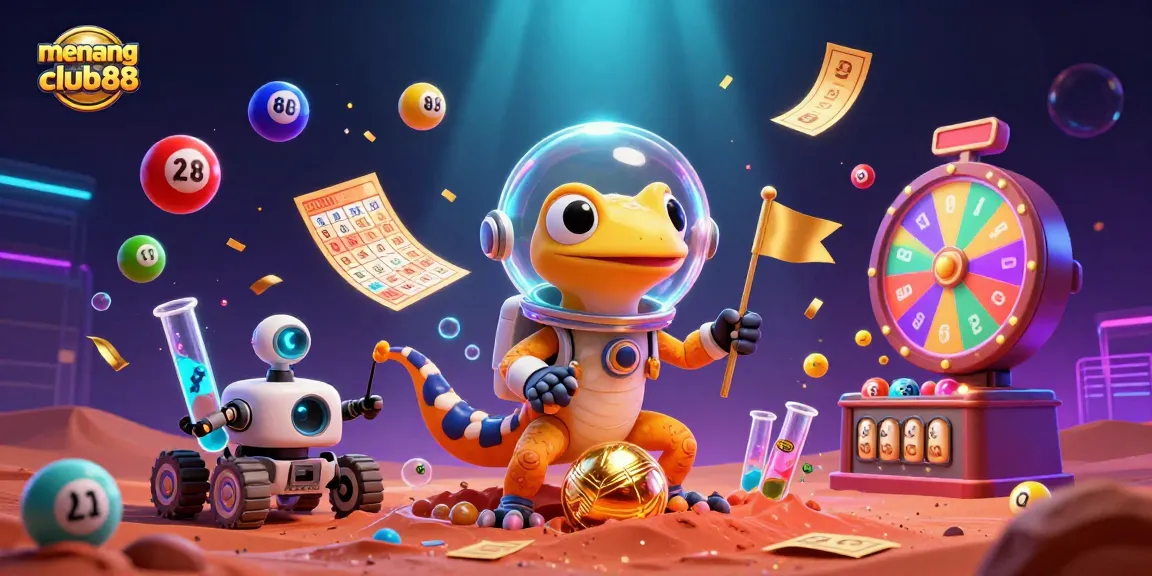 Engage in the excitement of menangclub88 as a Martian gecko discovers a golden casino in this vivid 3D illustration.