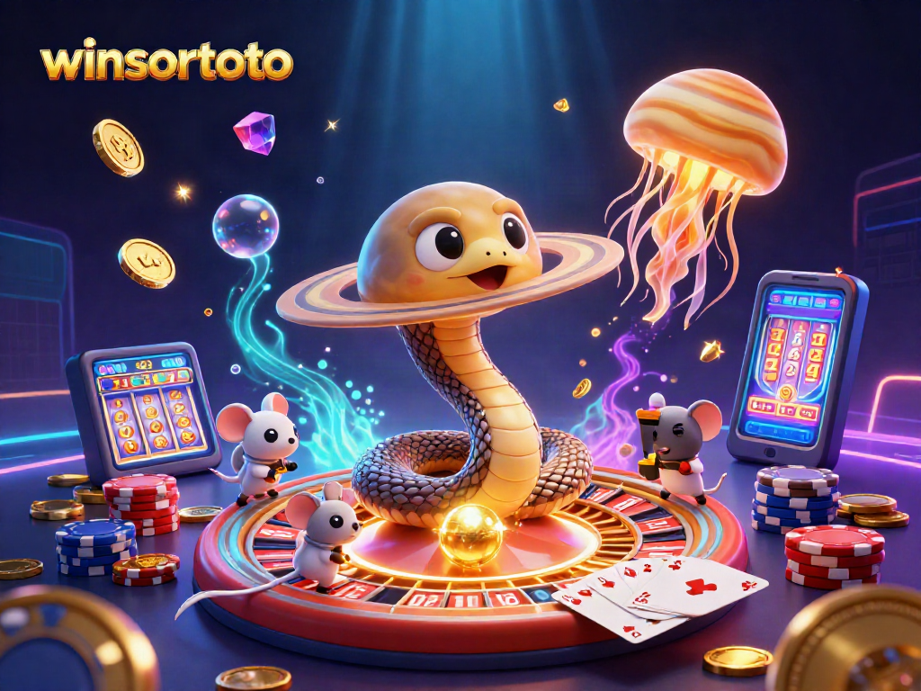 Mendorong taruhan dengan winsortoto, ular Saturnus dan dealer ubur-ubur berkilau di kasino luar angkasa.