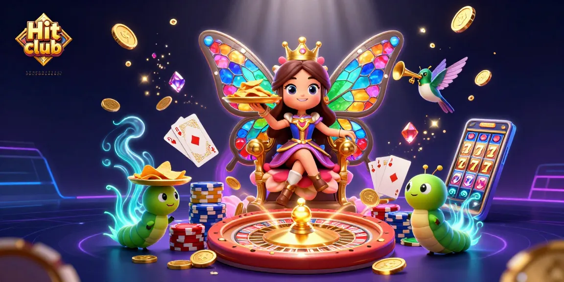 Unlock the thrill of the Hit club as a butterfly queen presides over dazzling casino elements.