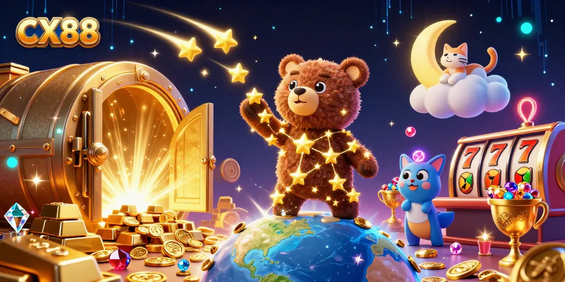 Experience winning moments with CX88 as enchanting characters gather coins in a vibrant casino.