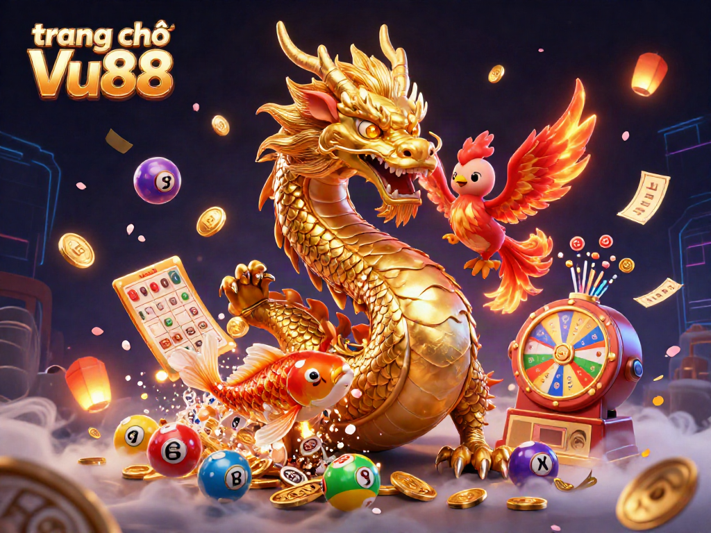 Experience dynamic gaming at trang chủ Vu88 with vibrant characters and gambling elements.