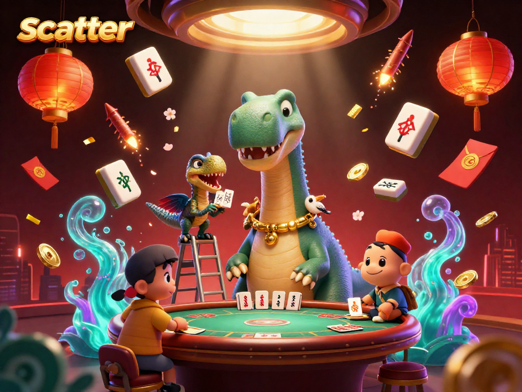 Experience the excitement of a scatter-filled casino with cartoon characters engaged in dynamic games.