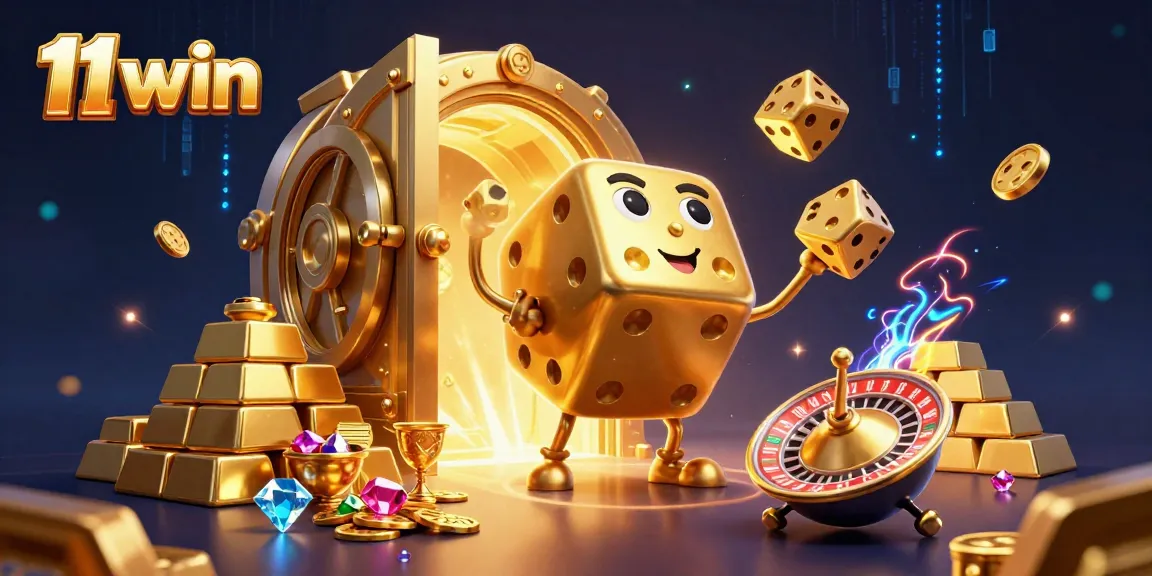 Enhance your game with the 11 win golden dice golem and treasures in a vibrant casino scene.
