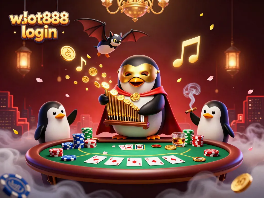 Melakukan login wslot888 di ilustrasi kasino dengan karakter fantasi yang dinamis dan elemen permainan yang menarik.