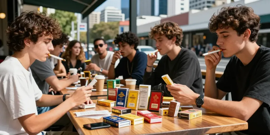 Exploring cheap cigarettes online australia with friends at a café.